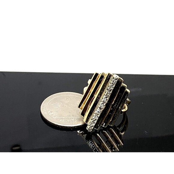 Cocktail Ring Diamond Geometric 14k Yellow Gold Estate Jewelry Women's Size 6 - Picture 13 of 15